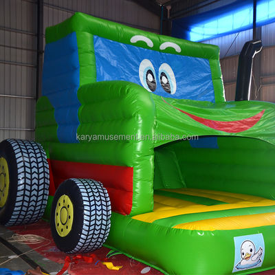 Kids Indoor Outdoor Bungee Trampoline Inflatable Bouncy Castle Jumper Green Tractor