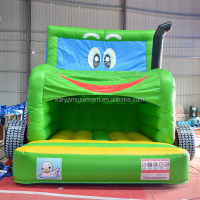 Kids Indoor Outdoor Bungee Trampoline Inflatable Bouncy Castle Jumper Green Tractor