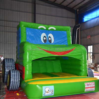 Kids Indoor Outdoor Bungee Trampoline Inflatable Bouncy Castle Jumper Green Tractor