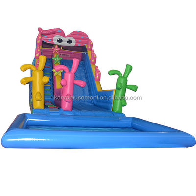 Backyard Kids Party Trampoline Inflatable Cute Octopus Water Slide and Kids Play Pool