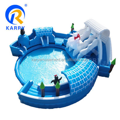 Oversize Swimming Pool Moonwalk Inflatable Water Park for Kids and Adults Polar Bear Water Slide