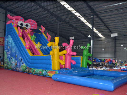 Backyard Kids Party Trampoline Inflatable Cute Octopus Water Slide and Kids Play Pool