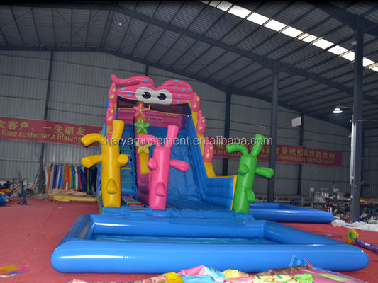 Backyard Kids Party Trampoline Inflatable Cute Octopus Water Slide and Kids Play Pool