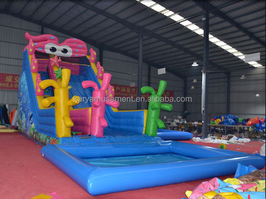 Backyard Kids Party Trampoline Inflatable Cute Octopus Water Slide and Kids Play Pool