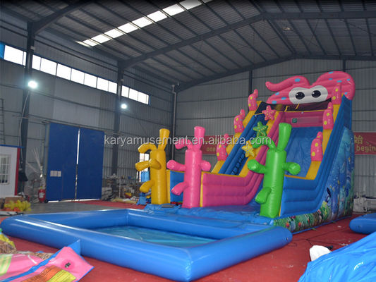 Backyard Kids Party Trampoline Inflatable Cute Octopus Water Slide and Kids Play Pool