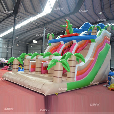 Family Party Amusement Equipment Digital Printing Dinosaur Slide Inflatable Castle