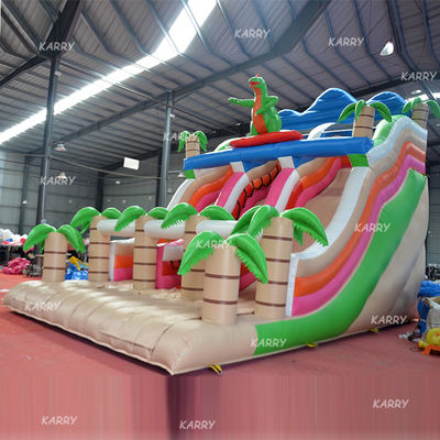 Family Party Amusement Equipment Digital Printing Dinosaur Slide Inflatable Castle