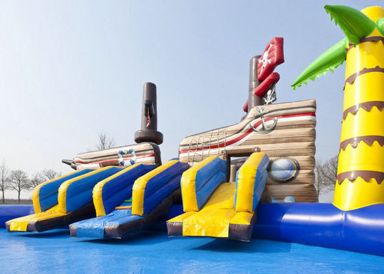 Customized color water slide inflatable pool for pirate ship inflatable water park