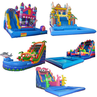Candy Theme Inflatable Water Slide with Children's Play Pool and Max Capacity 100-500kg