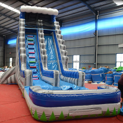 High Capacity 29ft Commercial Backyard Gray Marble Inflatable Water Slide with Pool