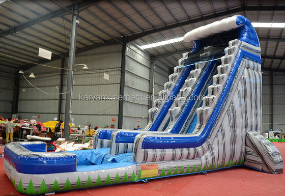 High Capacity 29ft Commercial Backyard Gray Marble Inflatable Water Slide with Pool