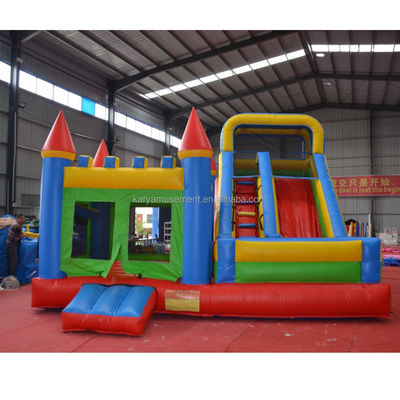 Features PORTABLE PVC Red N Blue Inflatable Castle with Pool N Slide Bouncer House