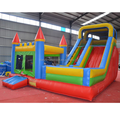 Features PORTABLE PVC Red N Blue Inflatable Castle with Pool N Slide Bouncer House