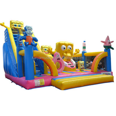 Kids Inflatable Trampoline with CE/EN71/EN14960 Certification and Sponge Bob Castle