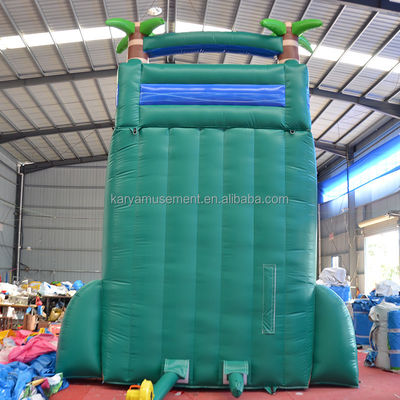 29ft Tropical Jump Waterslide Pool Commercial Backyard Big Palm Water Slide with Pool