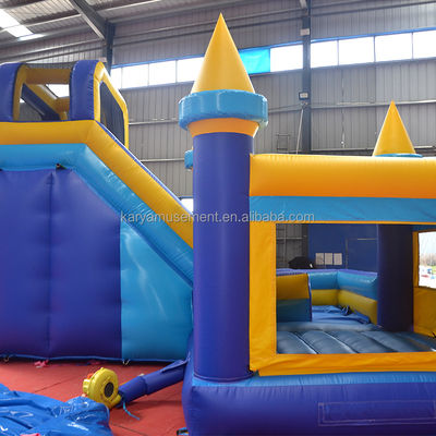 Customized Color Inflatable Bouncy Castle with Slide Classic Blue and Yellow