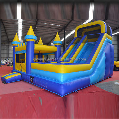 Customized Color Inflatable Bouncy Castle with Slide Classic Blue and Yellow