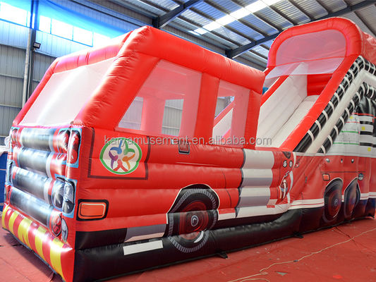 Digital printing Popular Red Fire Truck Dry or Wet Slide for Kids and Adults