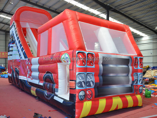 Digital printing Popular Red Fire Truck Dry or Wet Slide for Kids and Adults