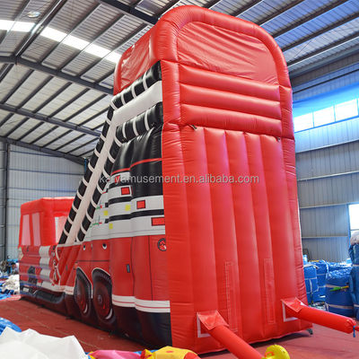 Digital printing Popular Red Fire Truck Dry or Wet Slide for Kids and Adults