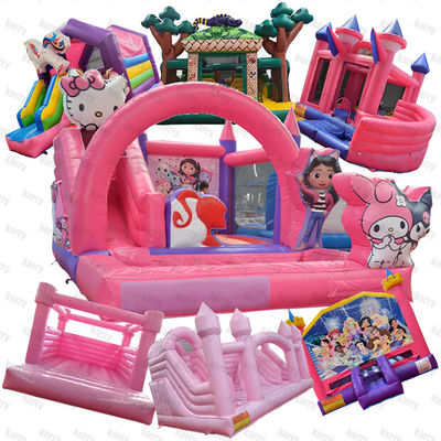 Inflatable Pink Bouncy Bouncing Bouncer Castle for Kids Toddler Games Combo Slide