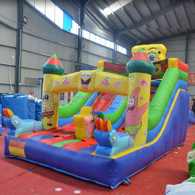 Commercial Inflatable Slip and Slide for Kids Pretty Good PVC Sponge-Bob SquarePants Slide