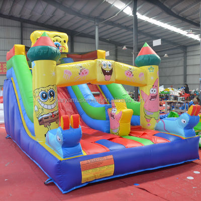 Commercial Inflatable Slip and Slide for Kids Pretty Good PVC Sponge-Bob SquarePants Slide
