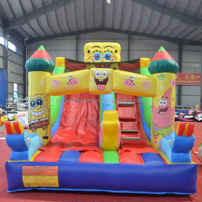 Commercial Inflatable Slip and Slide for Kids Pretty Good PVC Sponge-Bob SquarePants Slide
