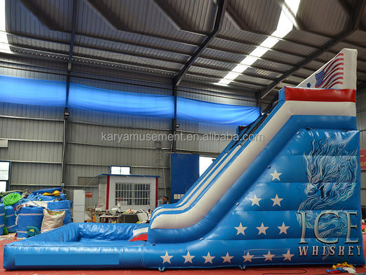 Commercial Grade Inflatable Blue Dragon Slide for Adults with 2 Slip and Slide Pool