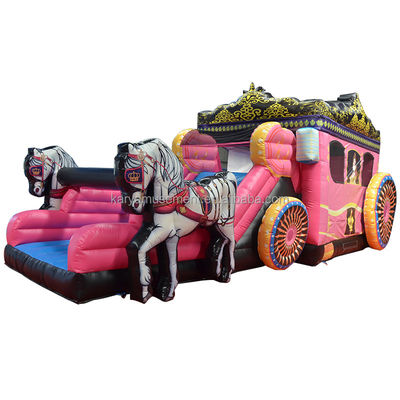 Inflatable Bounce House with Slide Princess Carriage Theme Max Capacity 100-500kg