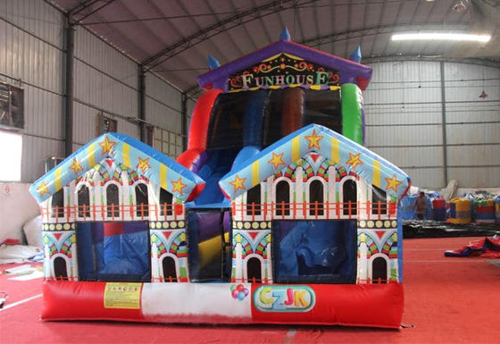 Amusement Park Essential Large PVC Rainbow Funhuose Inflatable Wet and Dry Slide