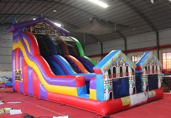 Amusement Park Essential Large PVC Rainbow Funhuose Inflatable Wet and Dry Slide