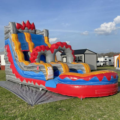 Air Shipping Inflatable Lava Rush Theme Water Slide with Pool and Arch