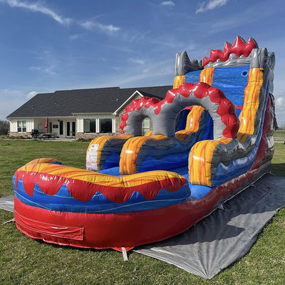 Air Shipping Inflatable Lava Rush Theme Water Slide with Pool and Arch