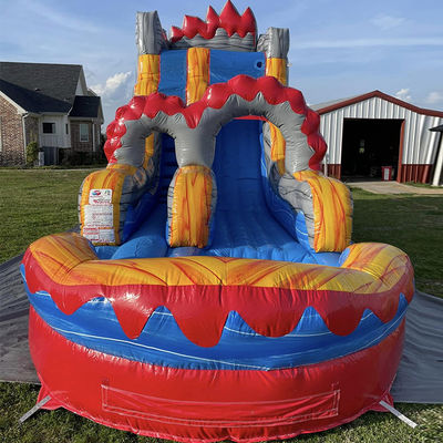 Air Shipping Inflatable Lava Rush Theme Water Slide with Pool and Arch