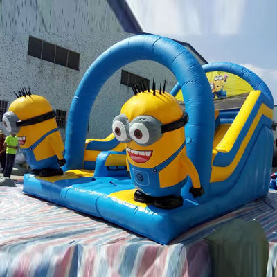 Customized Outdoor Double Lane Min-ions Inflatable Bouncer Slide with Dry-Wet Option