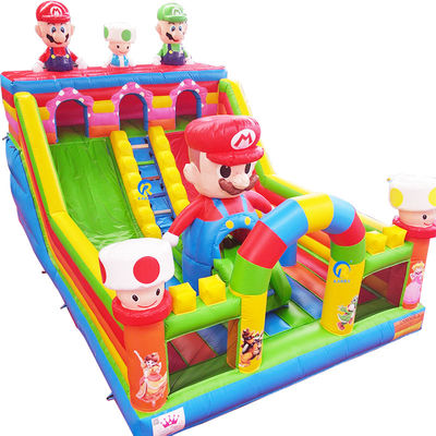 Kids Outdoor Playground Mario Theme Air Trampoline Inflatable Bouncy Castle with Slide