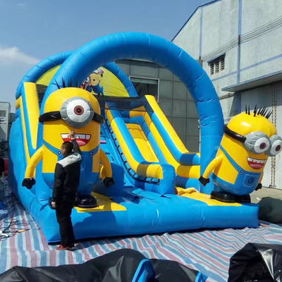 Customized Outdoor Double Lane Min-ions Inflatable Bouncer Slide with Dry-Wet Option