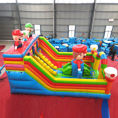 Kids Outdoor Playground Mario Theme Air Trampoline Inflatable Bouncy Castle with Slide