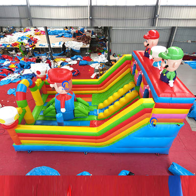 Kids Outdoor Playground Mario Theme Air Trampoline Inflatable Bouncy Castle with Slide