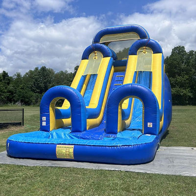 Big Kids Splash Pool Fun PVC Double Lane Water Slide Inflatable with Customized Size