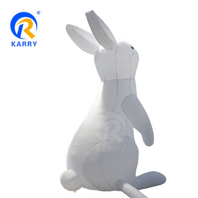 LED Lighting Giant White Rabbit Model PVC Inflatable Balloon for Commercial Branding