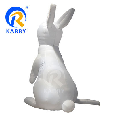 LED Lighting Giant White Rabbit Model PVC Inflatable Balloon for Commercial Branding