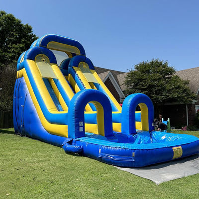 Big Kids Splash Pool Fun PVC Double Lane Water Slide Inflatable with Customized Size