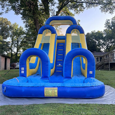 Big Kids Splash Pool Fun PVC Double Lane Water Slide Inflatable with Customized Size