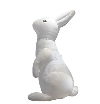 LED Lighting Giant White Rabbit Model PVC Inflatable Balloon for Commercial Branding