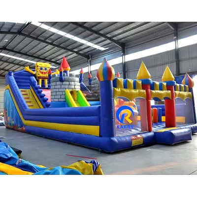 Blue Inflatable Bouncy Castle Playground for Kids OEM Accepted Classic Cartoon Design