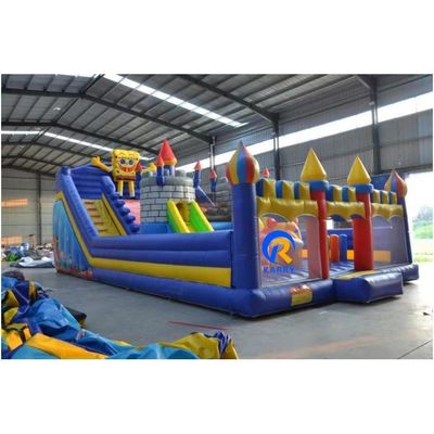 Blue Inflatable Bouncy Castle Playground for Kids OEM Accepted Classic Cartoon Design