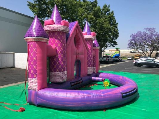Outdoor Playground Custom PVC Inflatable Pink Castle Backdrop for Birthday/Wedding Party