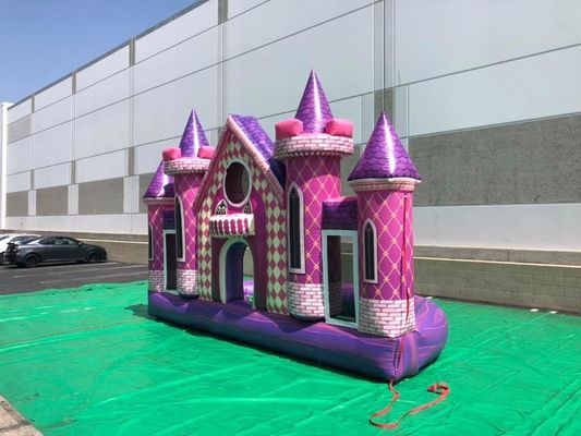 Outdoor Playground Custom PVC Inflatable Pink Castle Backdrop for Birthday/Wedding Party